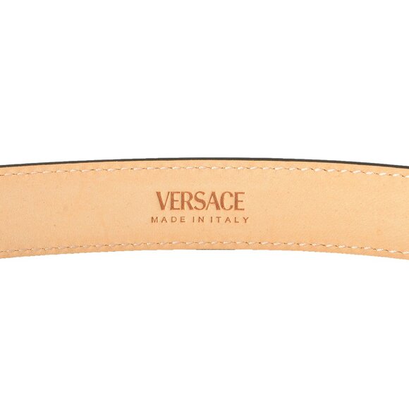 Versace Pink 100% Leather Silver Medusa Heads Logo Decorated Belt US 36 IT 90 main image 5